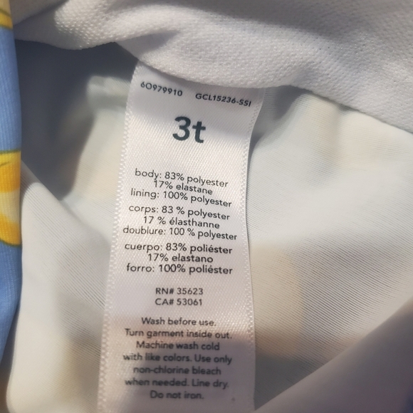 NWT Carter's Toddler Girl's Lemon Print Long Sleeve Swim Rashguard 3T - Picture 4 of 5